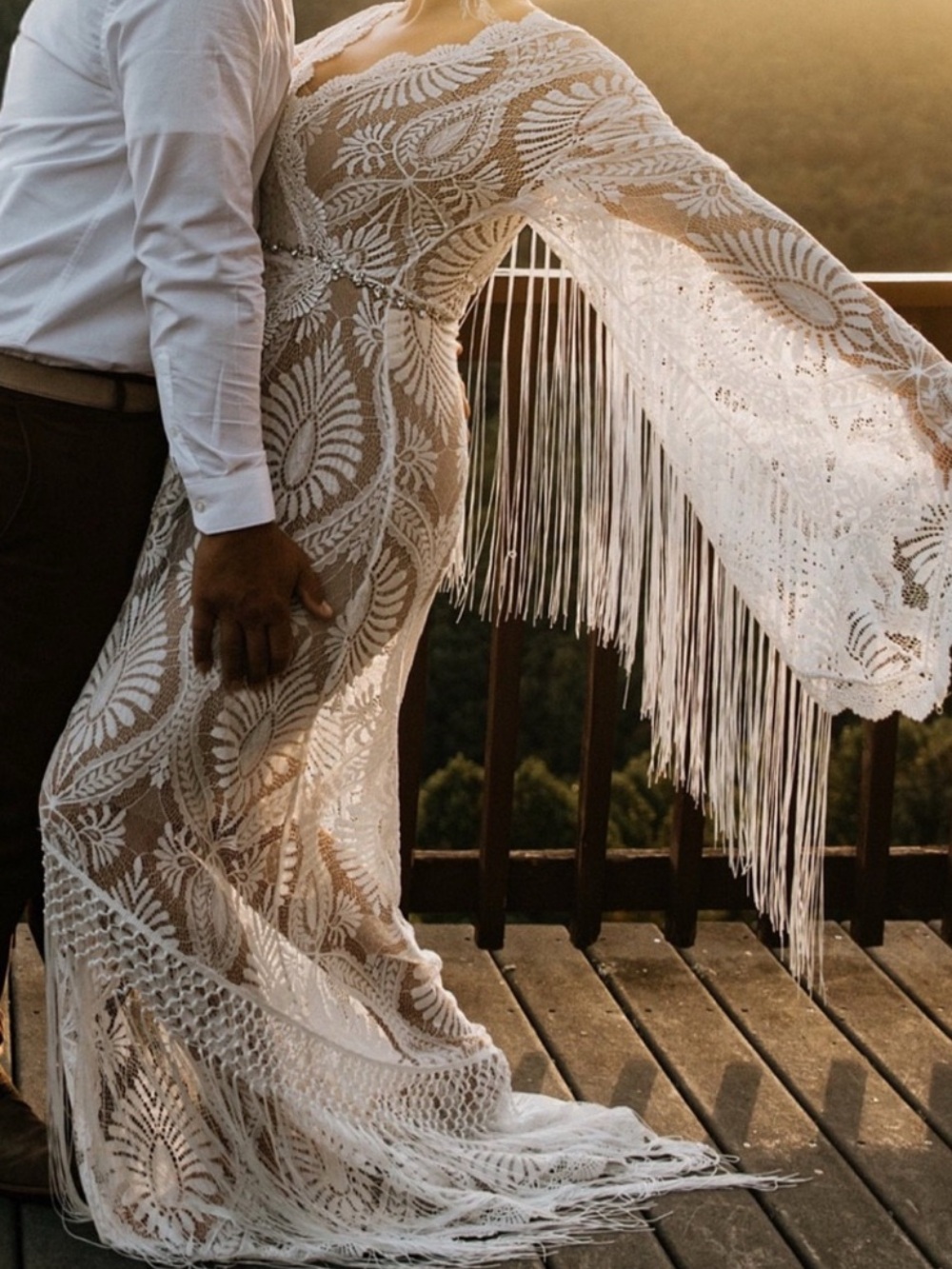 White Flutter Lace Boho Dress